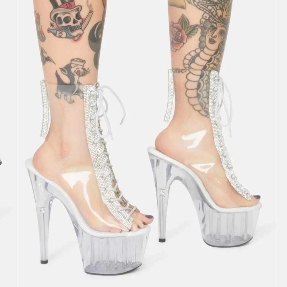 Pleaser Add Some Sparkle Platform Booties Size 5